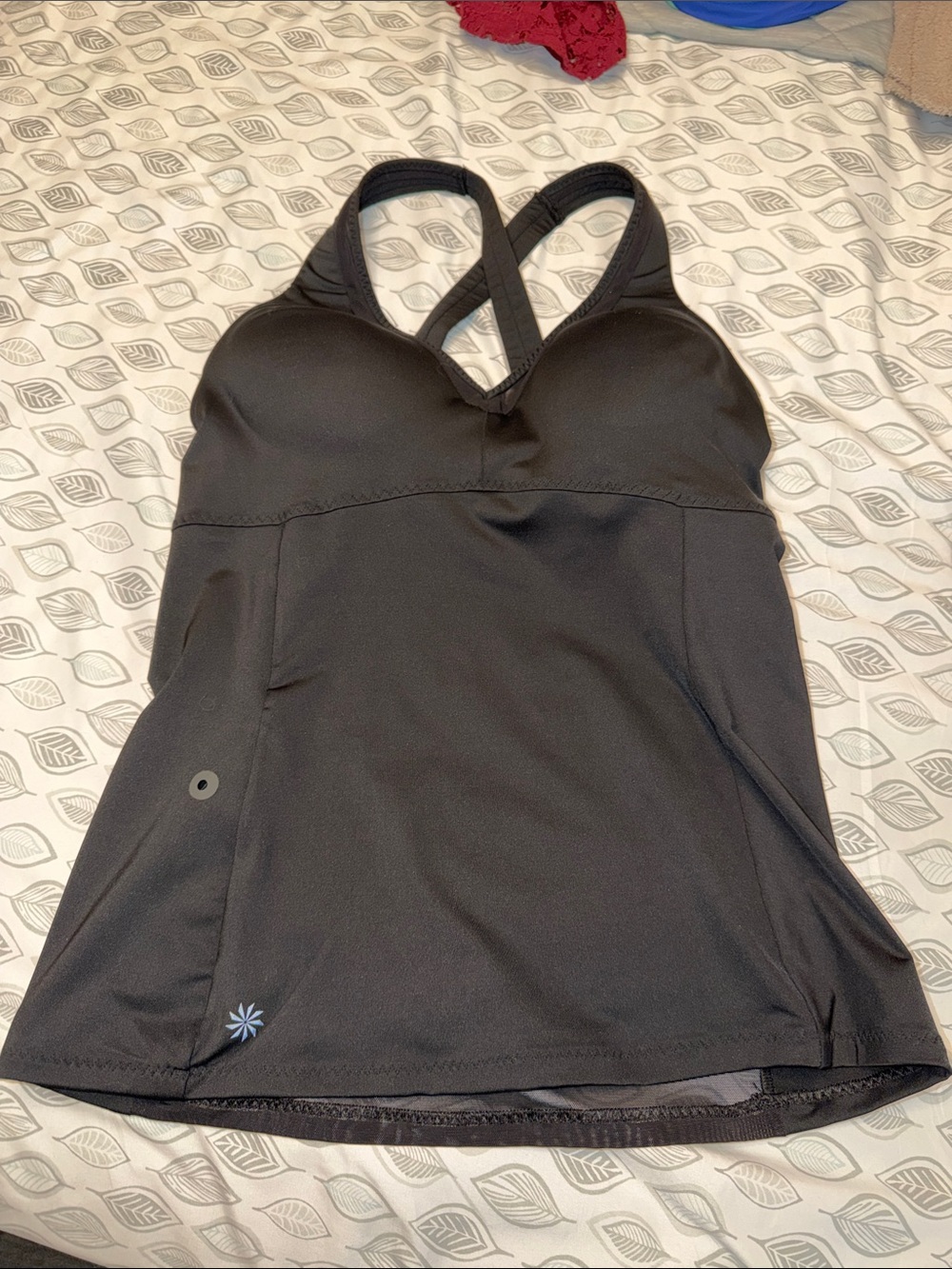Fabletics Black Crossback Tank with Built-In Support